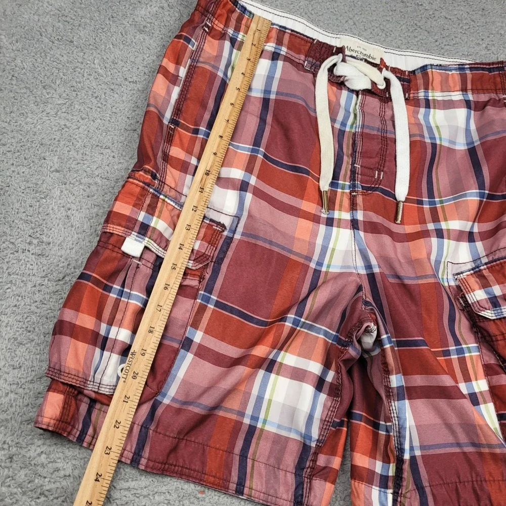 Abercrombie & Fitch Y2K Mens Plaid Cargo Shorts Swim‎ Trunks Size L